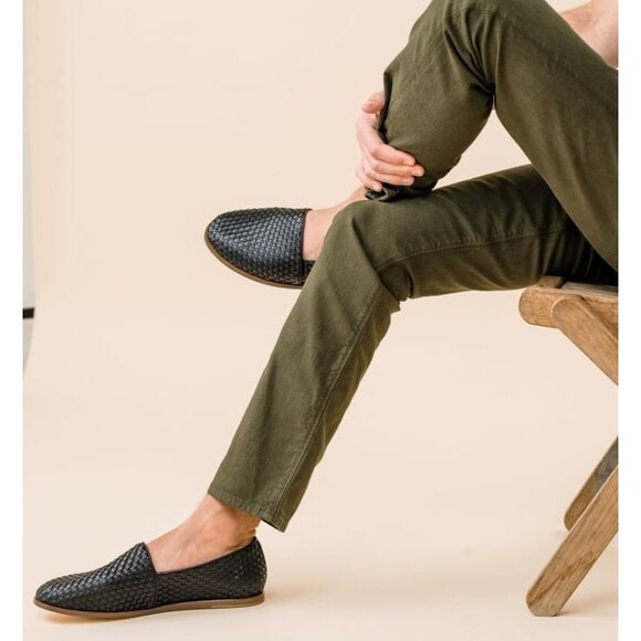 NISOLO MEN\'S ALEJANDRO WOVEN LEATHER SLIP‎ ON SHOES BLACK SZ 10 NIB $190 main image 9